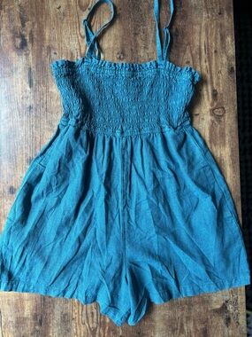 Pilcro Anthropologie Smocked Romper XS Blue
